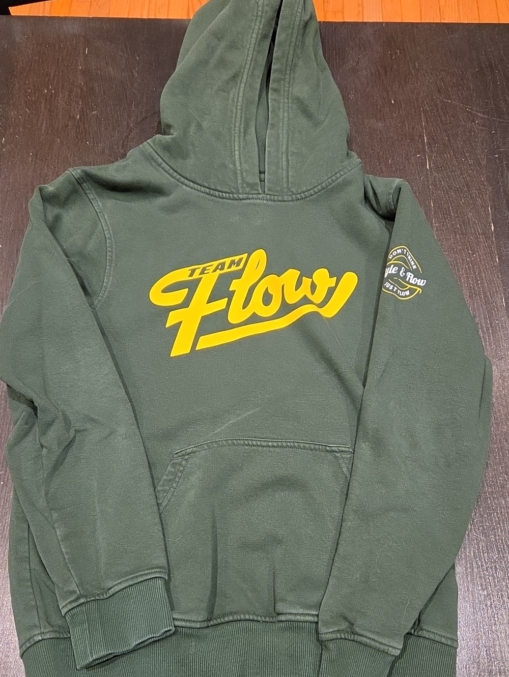 Kids Hooded Sweatshirt - Team Flo Forest Green with Yellow Logo
